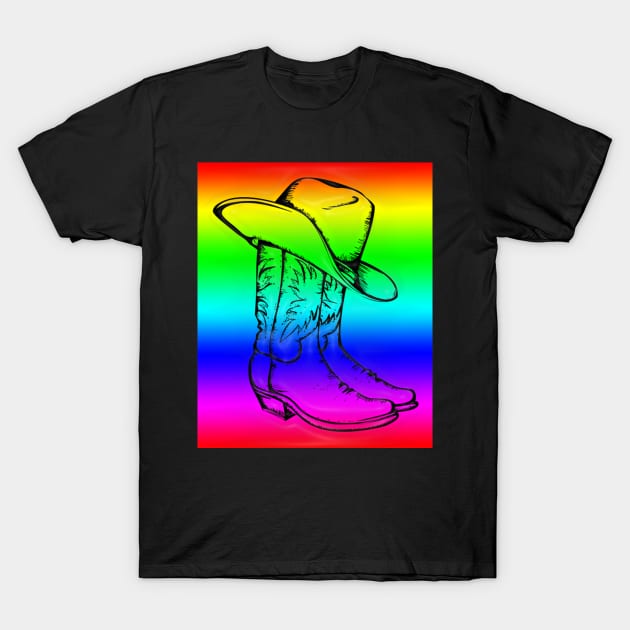 Western Era - Cowboy Boots and Hat T-Shirt by The Black Panther